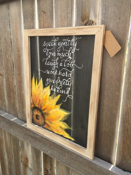Inspirational quote and sunflower