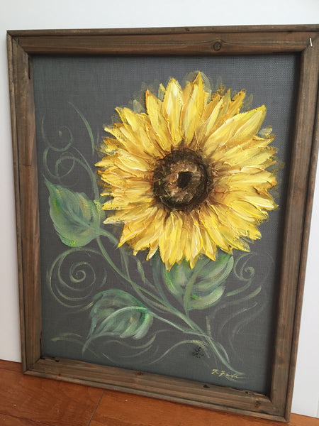 Sunflower,Rustic Sunflower,hand painting sunflower,original sunflower,window screen,Outdoor art,porch decor,Mother's day gift