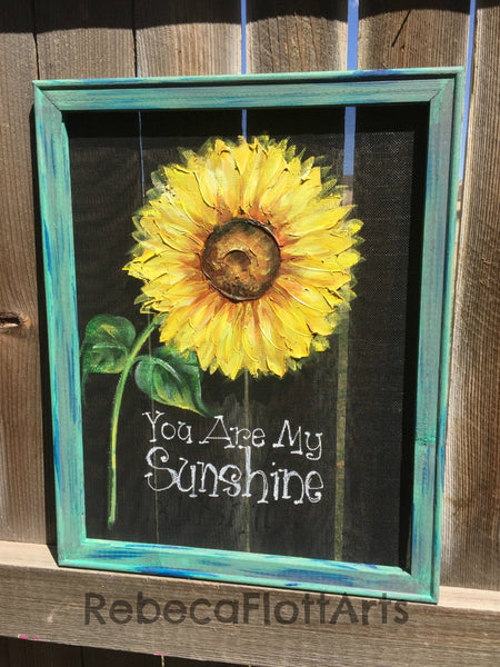 Sunflower,You are my sunshine,Window screen,outdoor art,porch decor