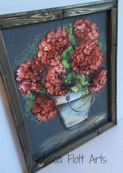 Red Hydrangea Window Screen Art