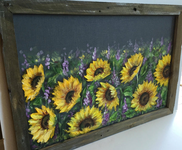 Sunflower Field,palled wood frame, recycled,upscycled,