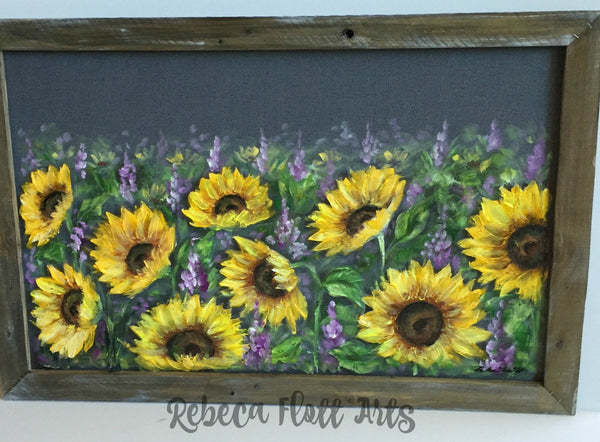 Sunflower Field,palled wood frame, recycled,upscycled,