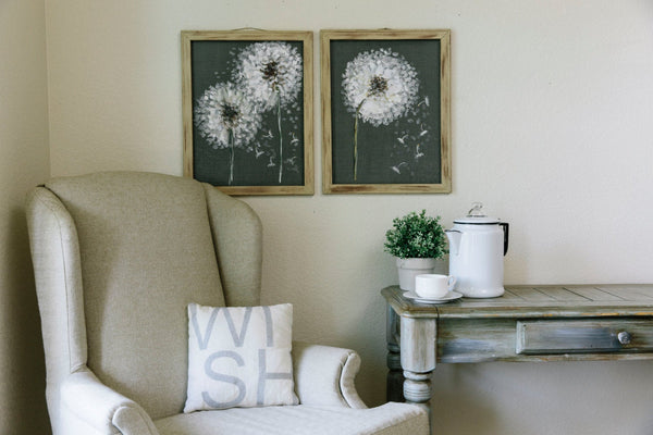 Rustic decor - Set of dandelion, farm house style wall art