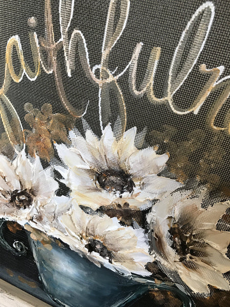 Great is thy Faithfulness, inspiration hand painted art, farmhouse style, window screen painting