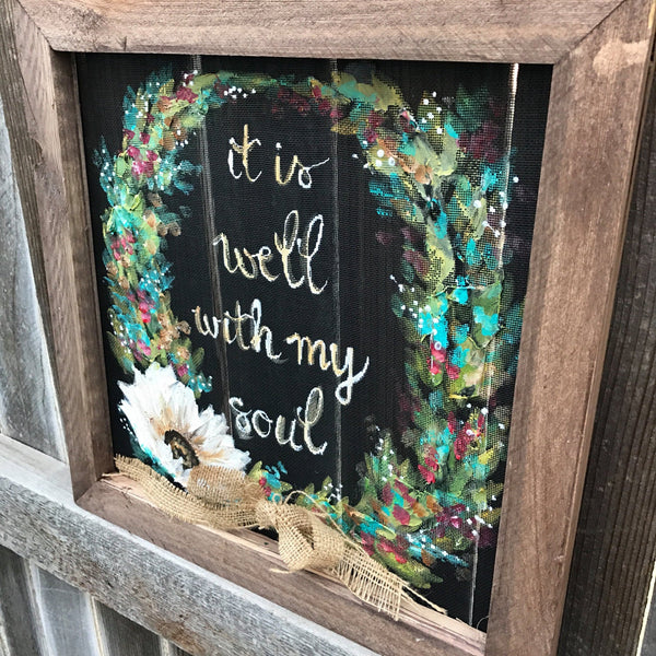 Its well with my soul, window screen, screen art, wreath, patio art, hand painted, handmade