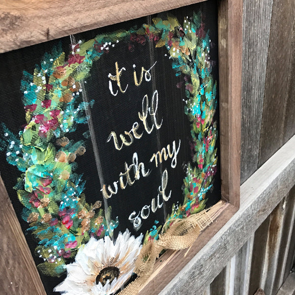 Its well with my soul, window screen, screen art, wreath, patio art, hand painted, handmade