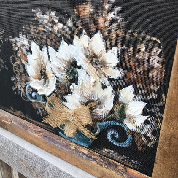 White Sunflowers rustic art , porch decor , wall art, Home Decor,Farmhouse style,