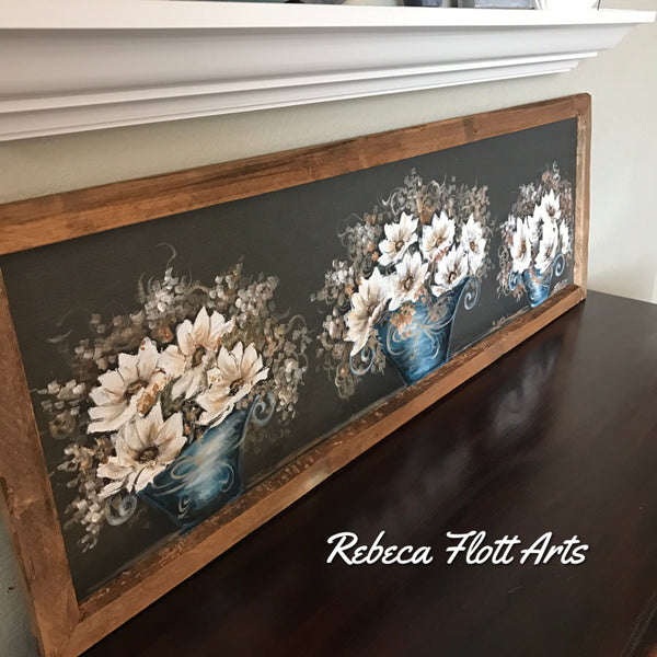 White Sunflowers rustic art , porch decor , wall art, Home Decor,Farmhouse style,