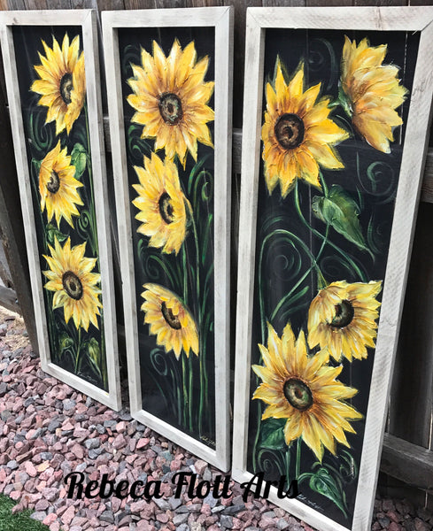 Set of 3 sunflowers, huge  sunflowers