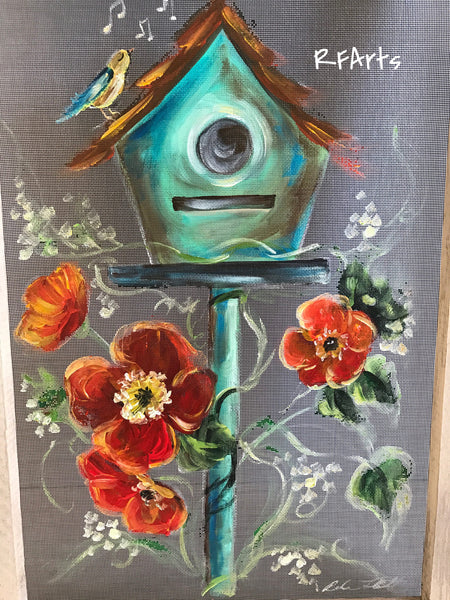 Bird house,spring time decor,wall art, porch decor