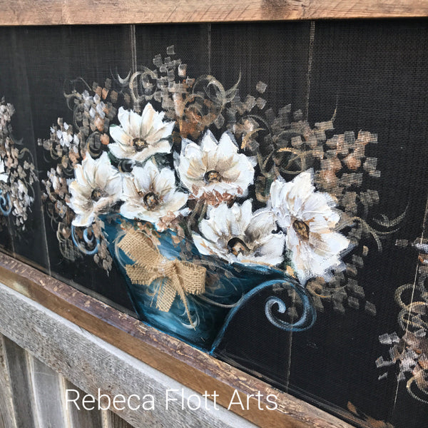 White Sunflowers rustic art , porch decor , wall art, Home Decor,Farmhouse style,