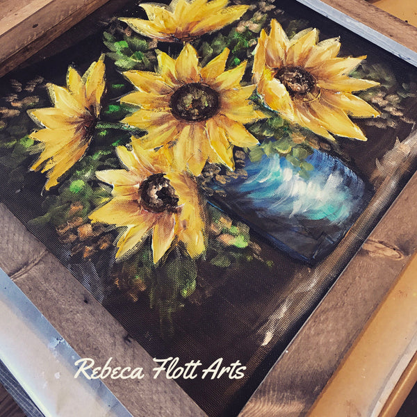 Vase of sunflowers, ORIGINAL, hand painted,SUNFLOWERS