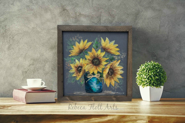 Vase of sunflowers, ORIGINAL, hand painted,SUNFLOWERS
