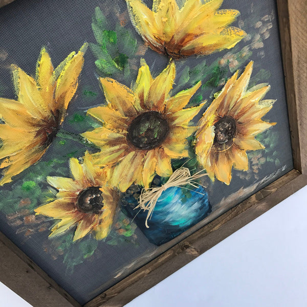Vase of sunflowers, ORIGINAL, hand painted,SUNFLOWERS