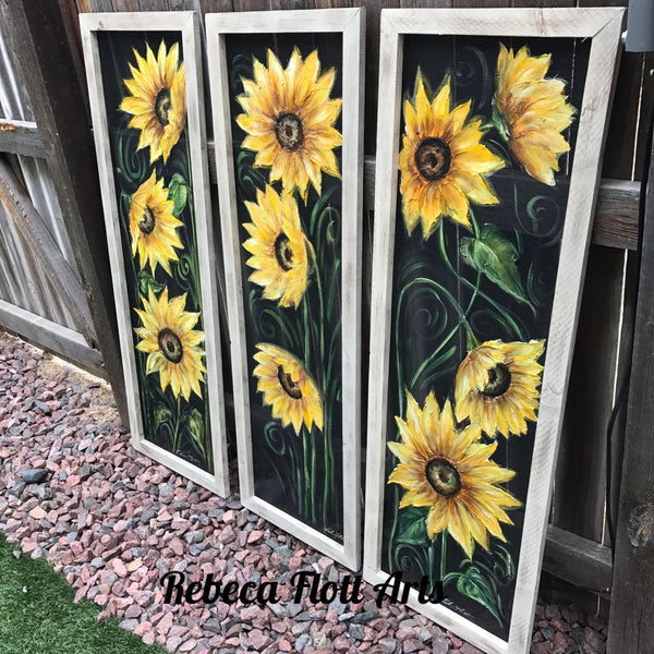 Set of 3 sunflowers, huge  sunflowers