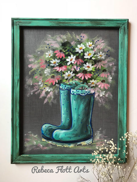 Blue raining boots