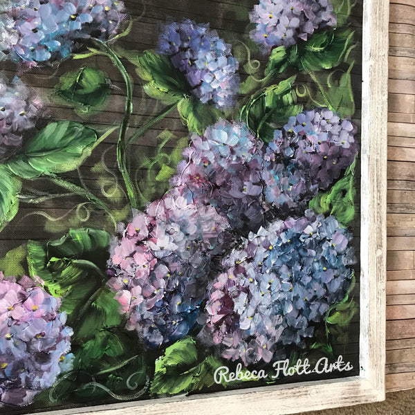 Amazing hydrangeas original work on screens by Rebeca Flott Arts , indoor and outdoor art,stunning!