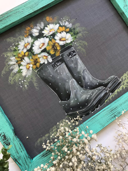 Lets enjoy the little things, gray rain boots!