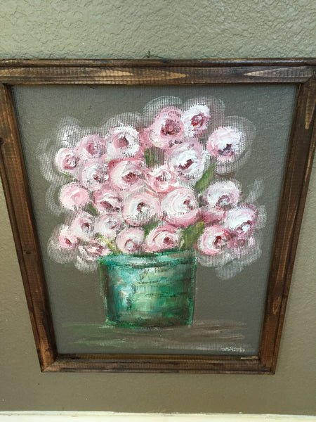 Shabby Chic window screen art,Flowers on window screen ,indoor and outdoor art!