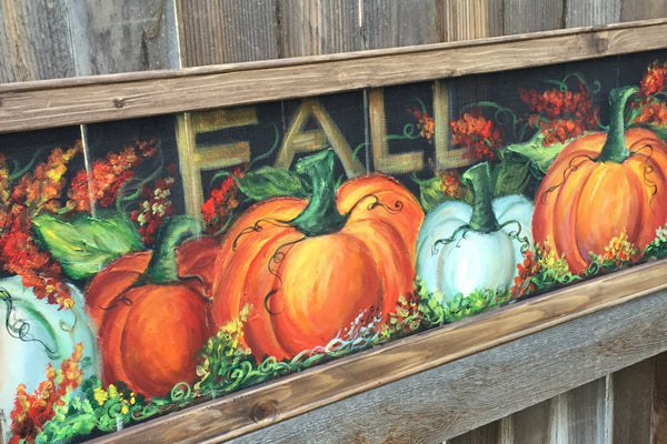 Pumpkins lined up - Fall art