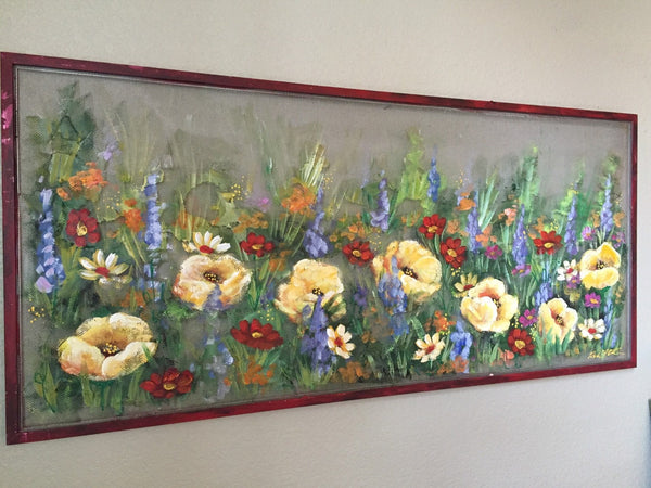 Wild flowers,spring art, window screen decor,outdoor art,