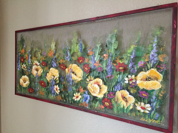 Wild flowers,spring art, window screen decor,outdoor art,