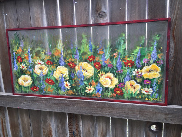 Wild flowers,spring art, window screen decor,outdoor art,
