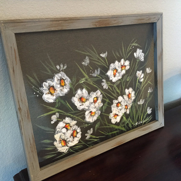 Daisies On White,recycled, outdoor and indoor art, flowers,Daisy Flower Painting, Daisy Flower art,