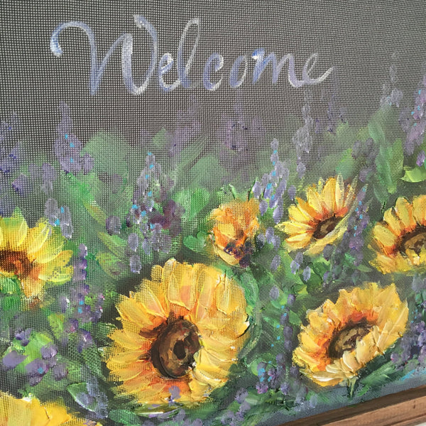 Sunflower Field, Welcome Sign,window screen hand painted,Customize for you