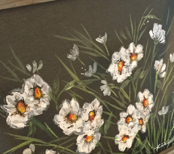Daisies On White,recycled, outdoor and indoor art, flowers,Daisy Flower Painting, Daisy Flower art,