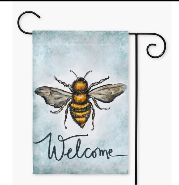 Garden Flag Welcome bees! by Rebeca Flott Arts
