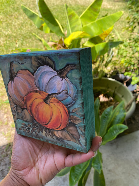 Trio pumpkin tier tray decor,