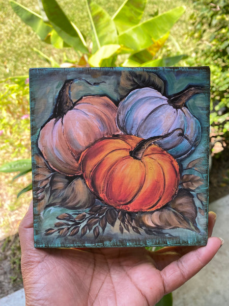 Trio pumpkin tier tray decor,