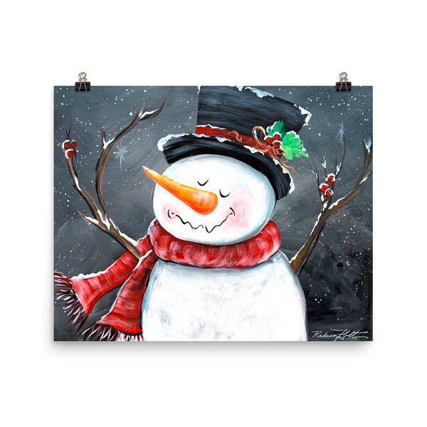 Happy Snowman Friend, Print Original Art by Rebeca Flott Arts