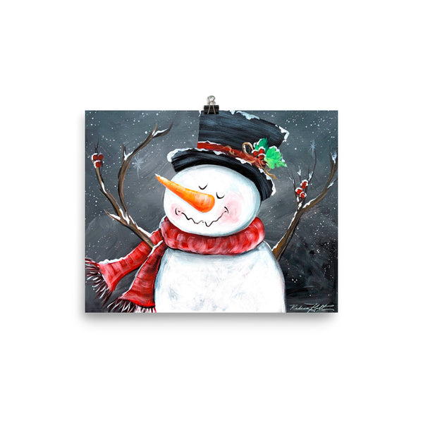 Happy Snowman Friend, Print Original Art by Rebeca Flott Arts