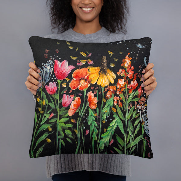 Wildflower Pillow Case by  Rebeca Flott Arts