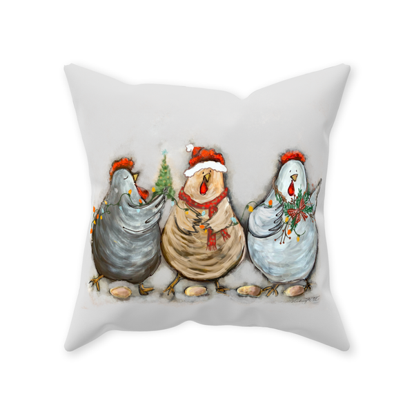 Rustic Christmas Chickens by Rebeca Flott Arts