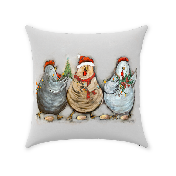 Rustic Christmas Chickens by Rebeca Flott Arts