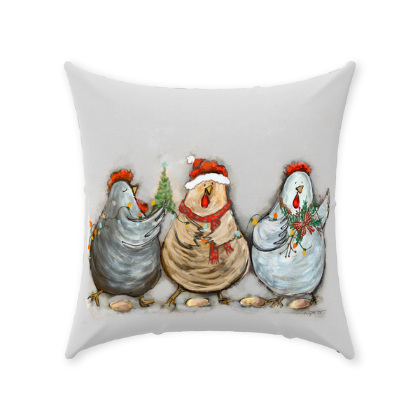 Rustic Christmas Chickens by Rebeca Flott Arts