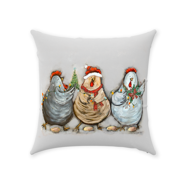 Rustic Christmas Chickens by Rebeca Flott Arts