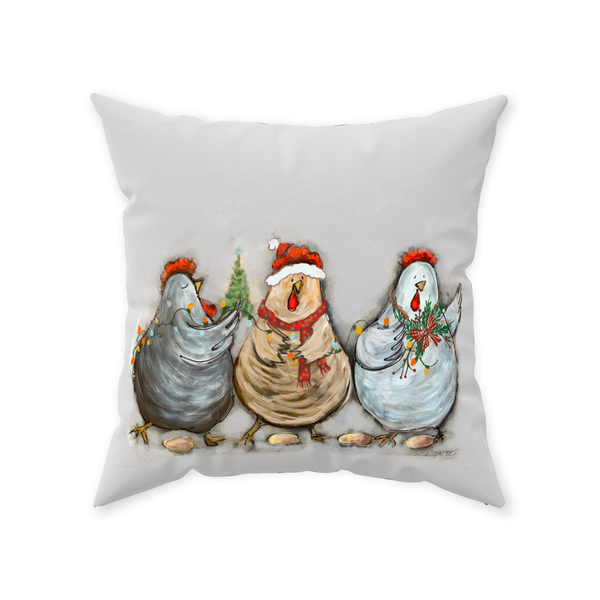 Rustic Christmas Chickens by Rebeca Flott Arts