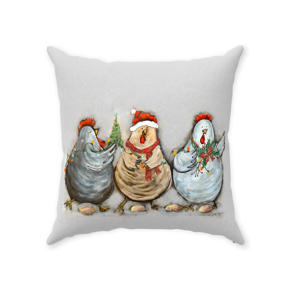 Rustic Christmas Chickens by Rebeca Flott Arts