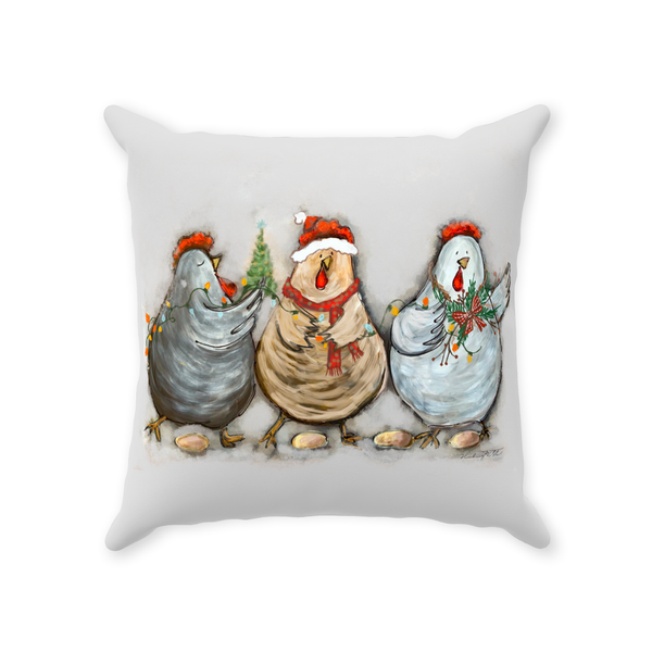 Rustic Christmas Chickens by Rebeca Flott Arts