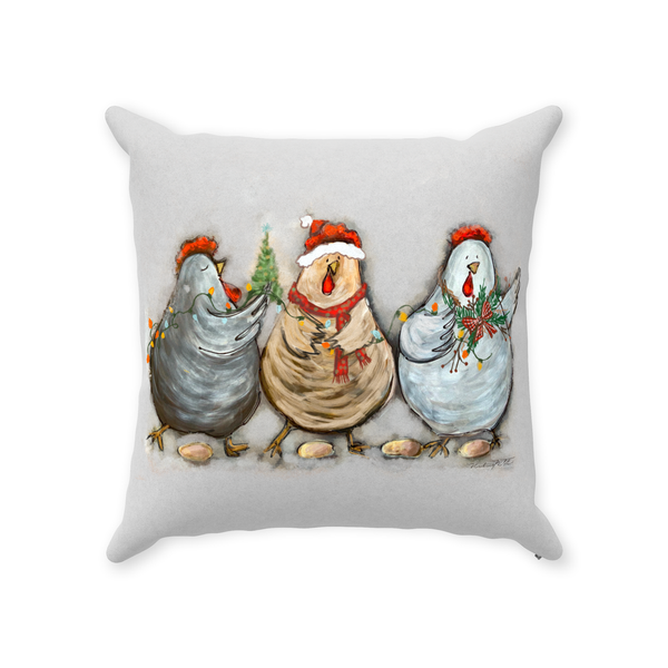 Rustic Christmas Chickens by Rebeca Flott Arts