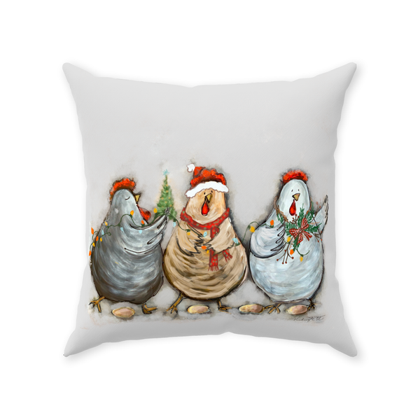 Rustic Christmas Chickens by Rebeca Flott Arts