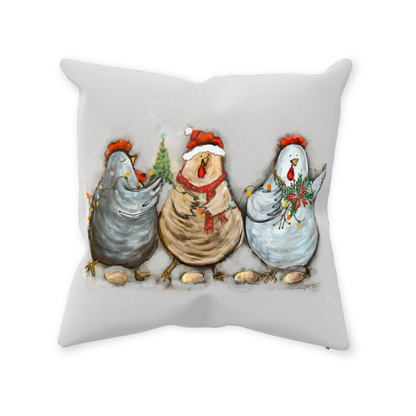 Rustic Christmas Chickens by Rebeca Flott Arts