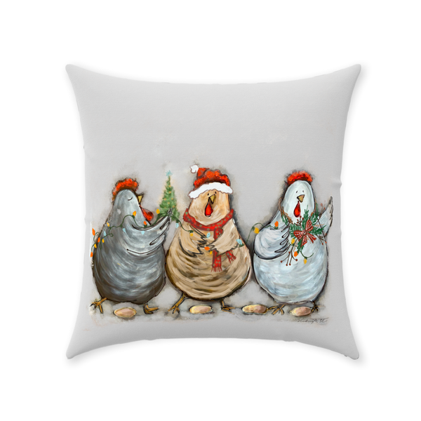 Rustic Christmas Chickens by Rebeca Flott Arts