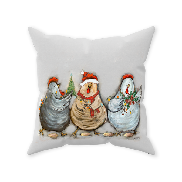 Rustic Christmas Chickens by Rebeca Flott Arts