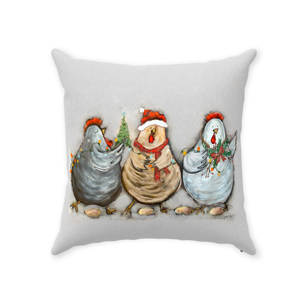Rustic Christmas Chickens by Rebeca Flott Arts