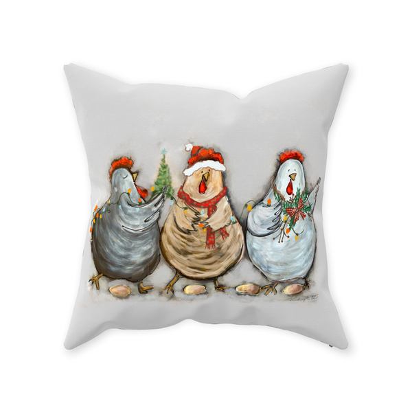 Rustic Christmas Chickens by Rebeca Flott Arts